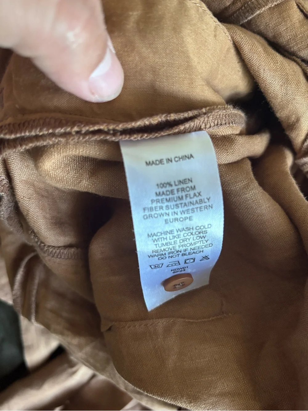 Quince Brown Linen-Blend Strap Jumpsuit